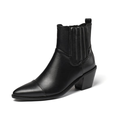 Women's Mid Heel Martin Boots Simple Stylish Solid Color