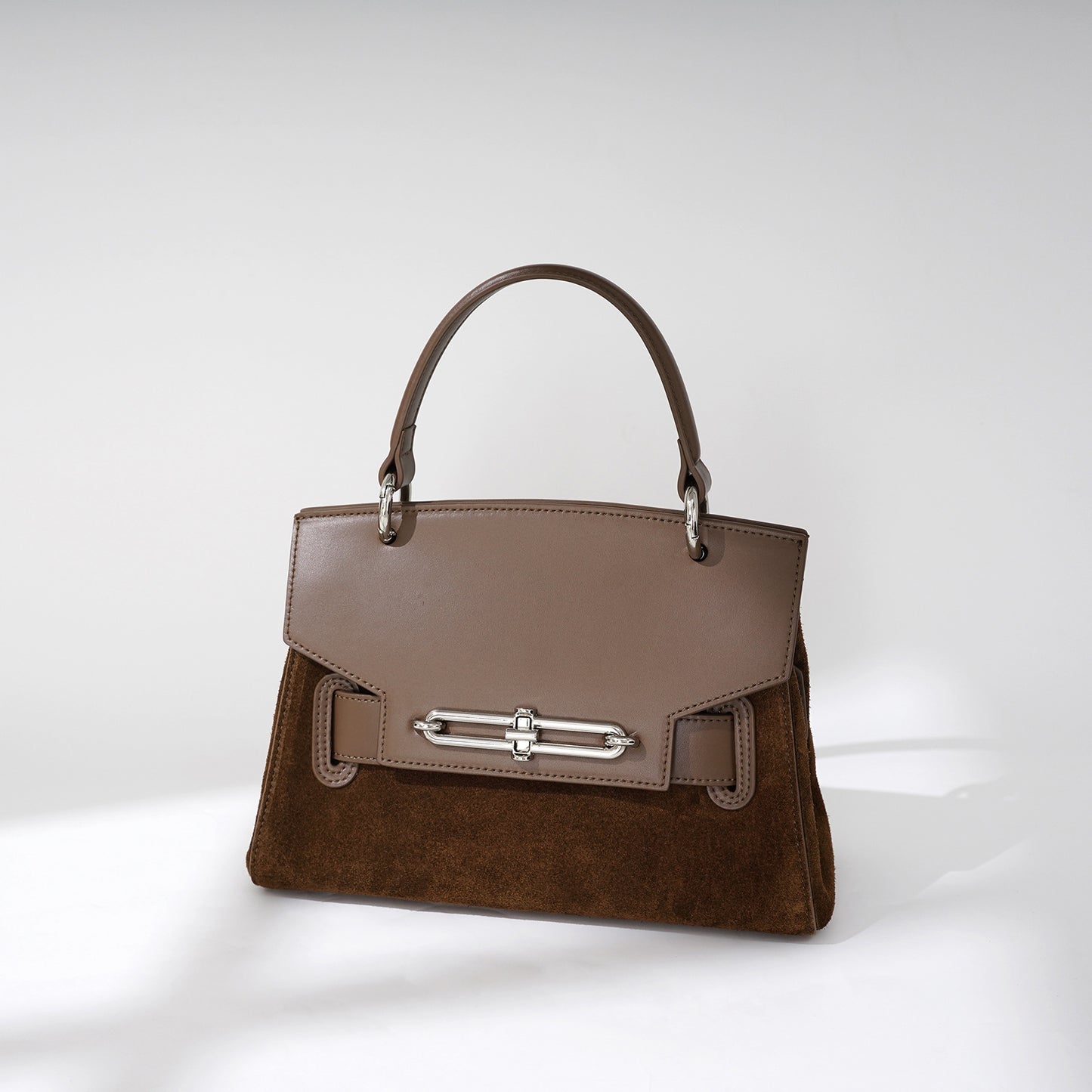 Women's Luxury Genuine Leather One Shoulder Textured Clamshell Handbag