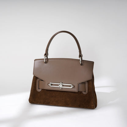 Women's Luxury Genuine Leather One Shoulder Textured Clamshell Handbag