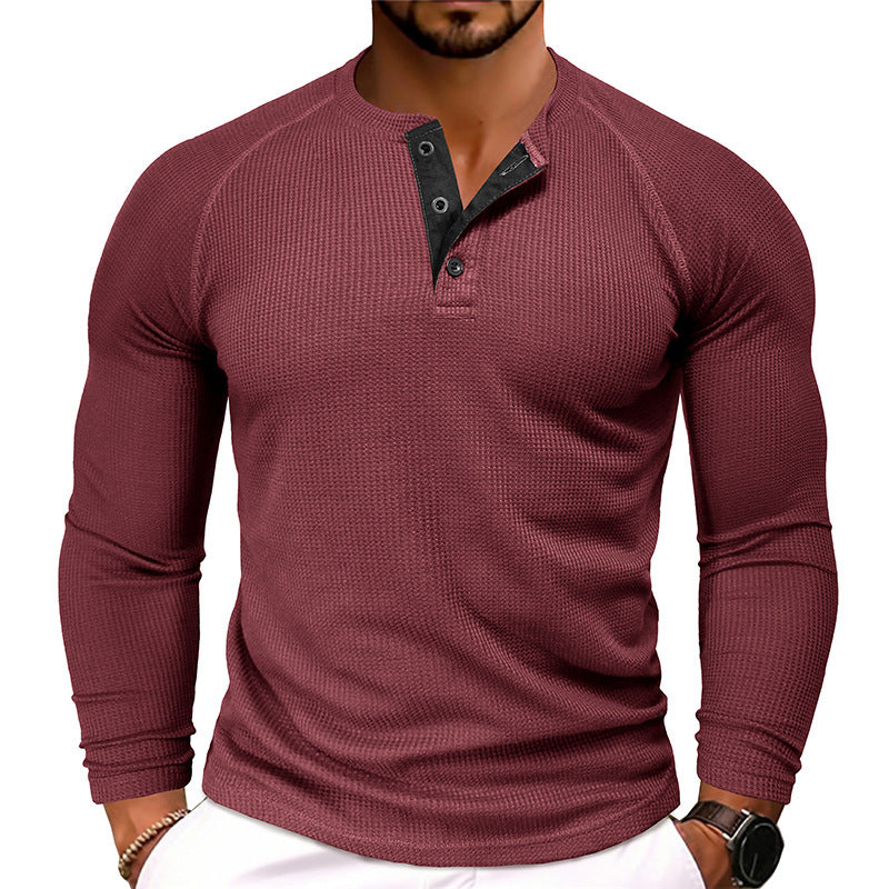 Men's Round Neck Waffle Knit Casual Slim Fit T-shirt - LAKD London