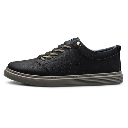 Men's Hollow Out Breathable Hole Cowhide Leather Low Top Sneakers - LAKD London