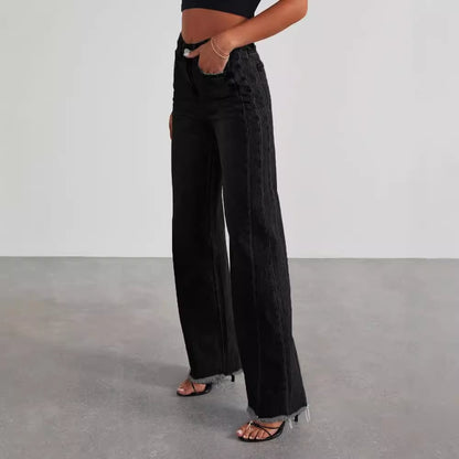 Women's High Waist Straight Leg Denim Jeans Comfortable Slim Fit