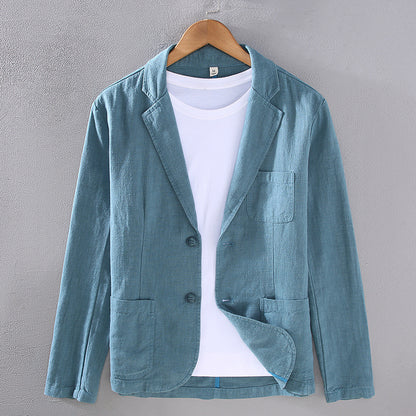 Men's Ramie Casual Suit Jacket for Smart Spring and Autumn Style