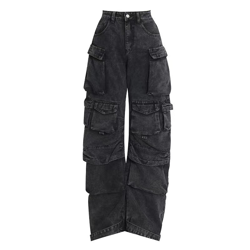 Women’s High Waist Wide Leg Tie Dye Street Jeans