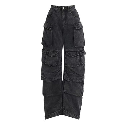 Women’s High Waist Wide Leg Tie Dye Street Jeans