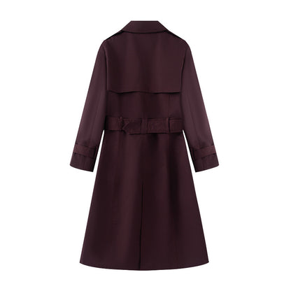 Women's Mid Length British Trench Coat Elegant Winter Fashion Classic