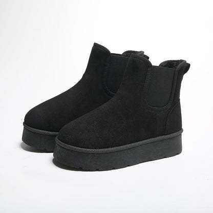 Women's Thick Platform Ankle Boots with Plush Lining for Winter