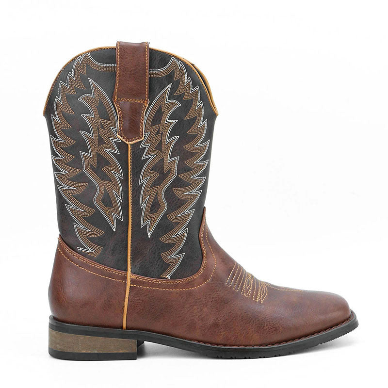 Men's Western Denim Cowboy Boots Square Toe Motorcycle Shoes - LAKD London