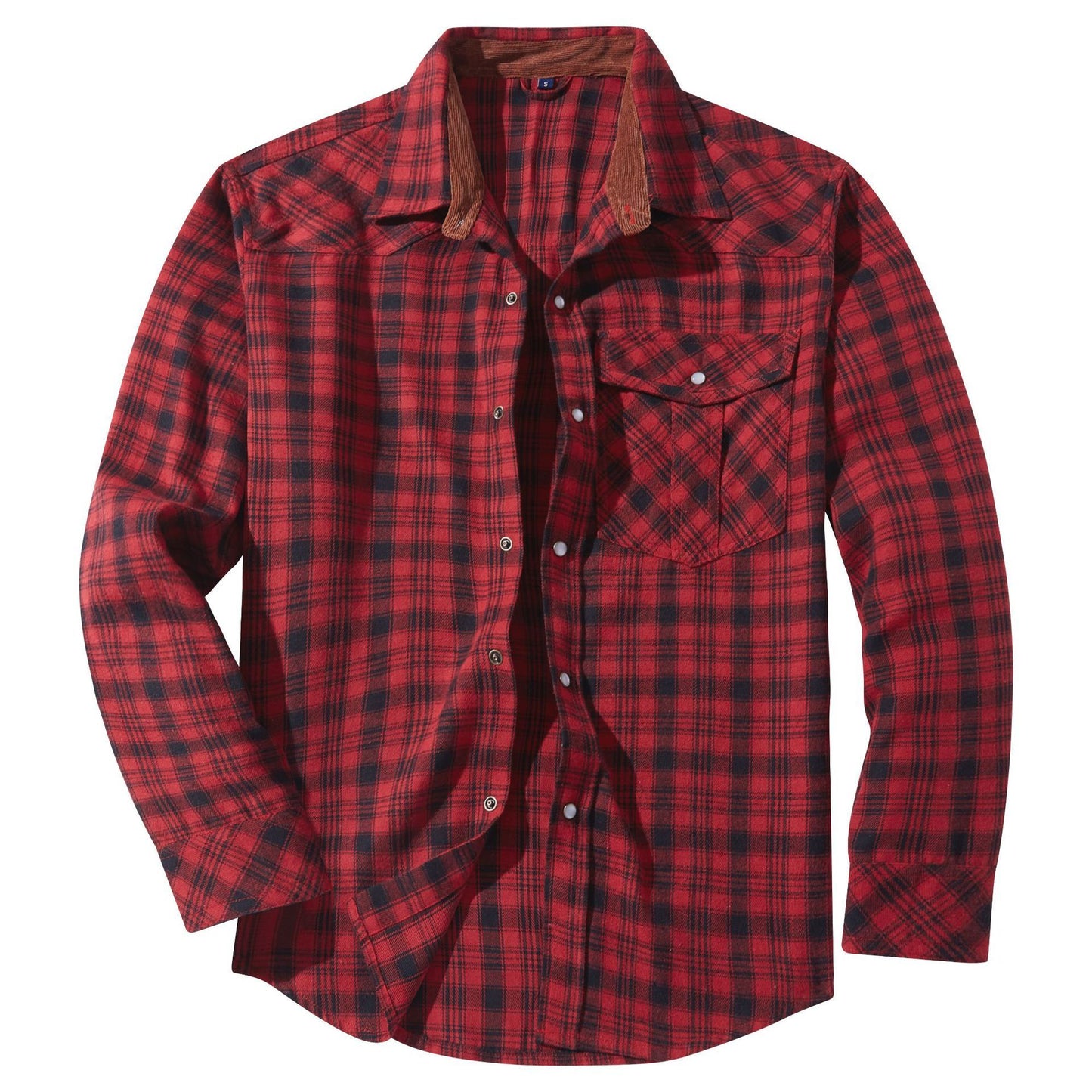 Men's Retro Western Plaid Flannel Pearl Snap Western Style Shirt - LAKD London