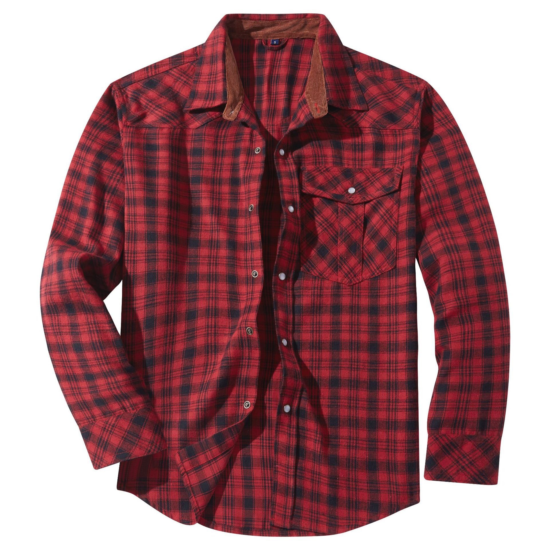 Men's Retro Western Plaid Flannel Pearl Snap Western Style Shirt - LAKD London