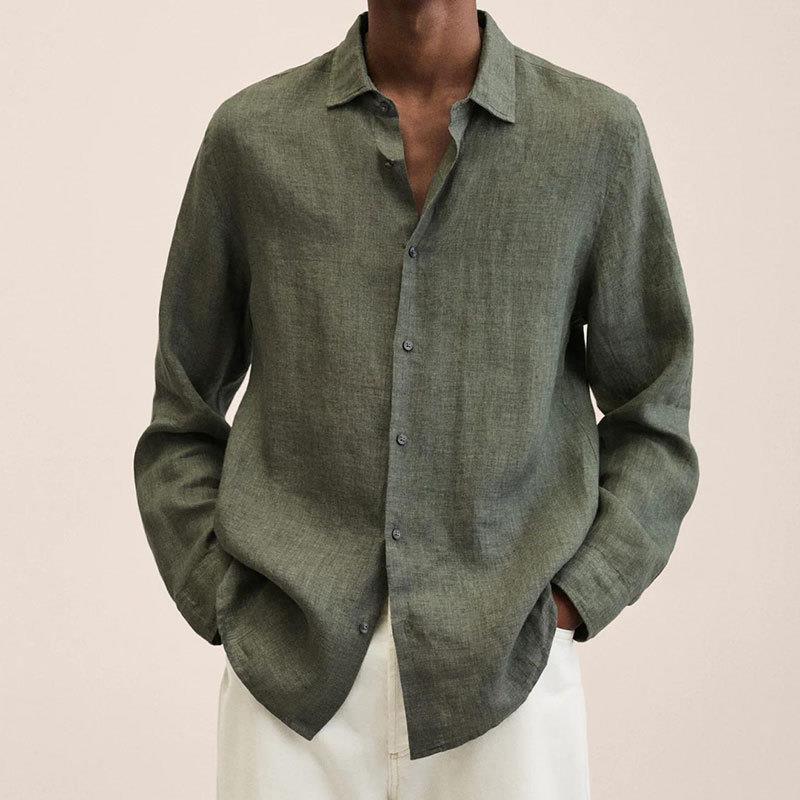 Men's Long Sleeve Lapel Loose Button Cardigan Casual Shirt - LAKD London
