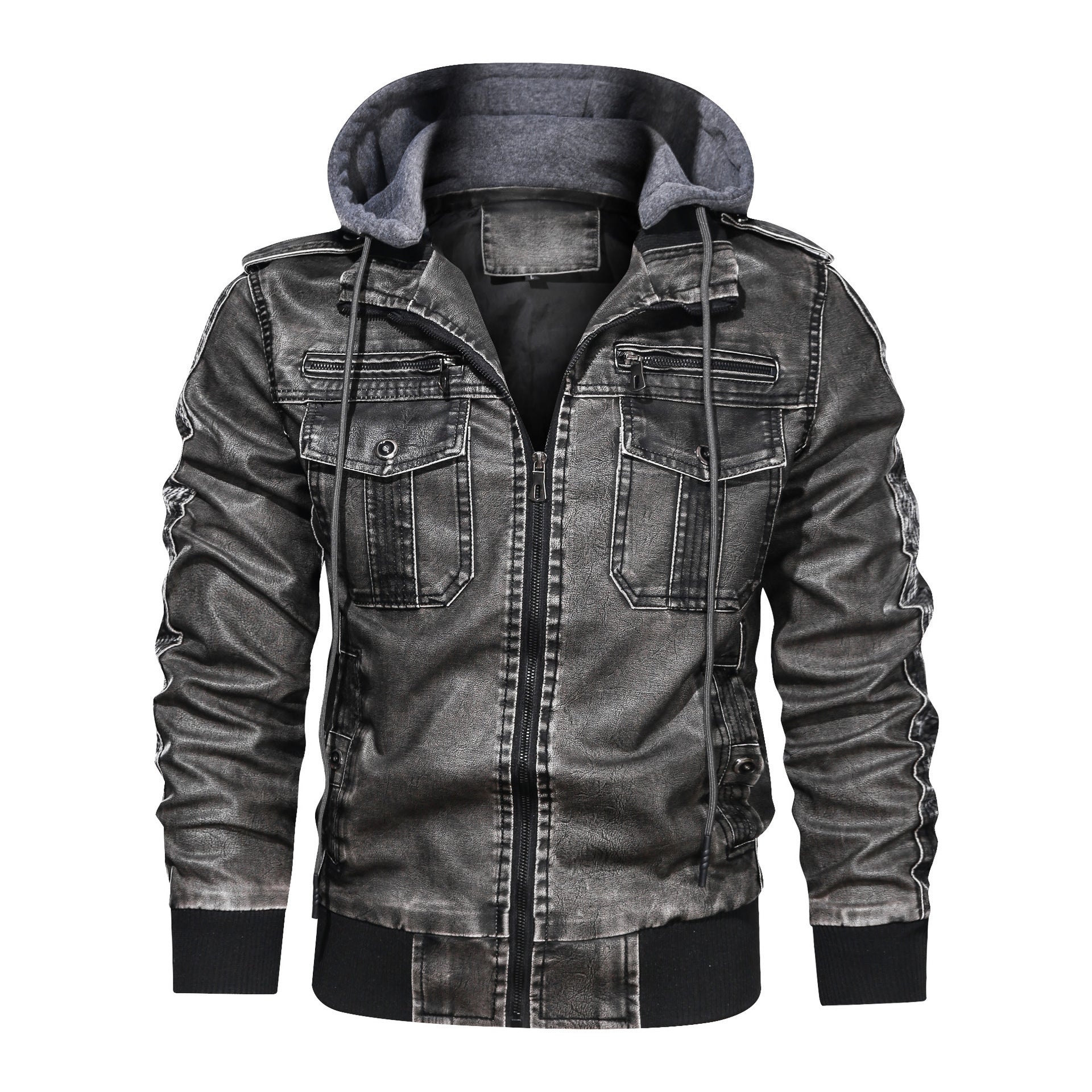 Men's Denim Style Motorcycle Leather Jacket Plus Size Casual Wear - LAKD London