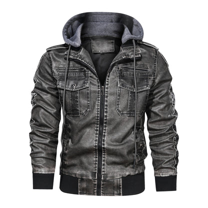 Men's Denim Style Motorcycle Leather Jacket Plus Size Casual Wear - LAKD London