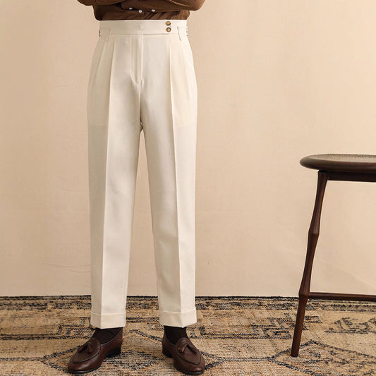 Men’s High Waist Straight Trousers for Classic Old Money Elegance