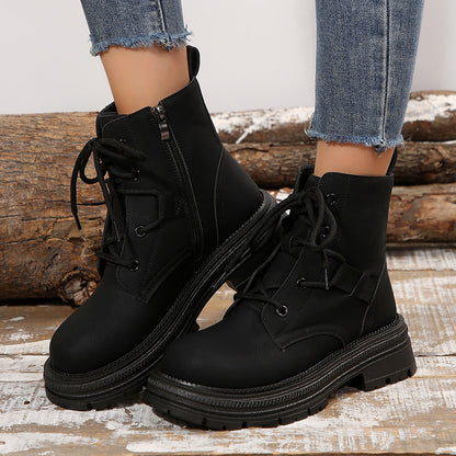 Women's Lace Up Ankle Boots Square Heel Comfortable Everyday Style