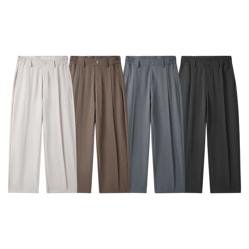 Men’s Versatile Loose Fit Straight Casual Draped Suit Trousers