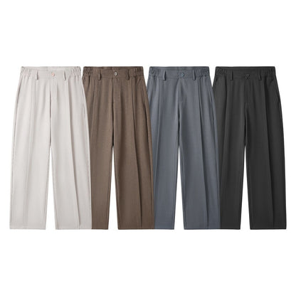 Men’s Versatile Loose Fit Straight Casual Draped Suit Trousers