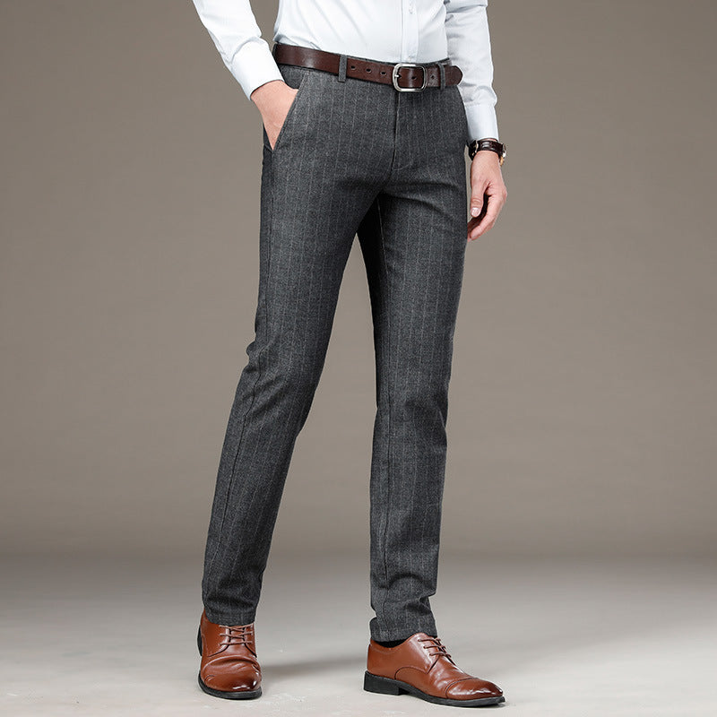 Men's Premium Striped Cotton Suit Trousers Smart Casual - LAKD London