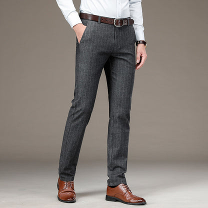 Men's Premium Striped Cotton Suit Trousers Smart Casual - LAKD London
