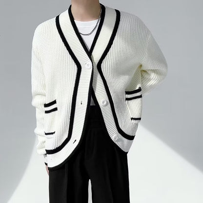 Men's Loose Fit Fashion Cardigan Sweater Jacket With V-Neck