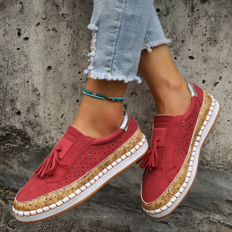 Women's Casual Tassel Loafers Comfortable Slip On Flat Shoes