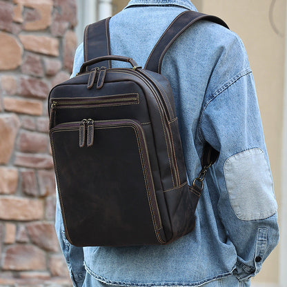 Men's Vintage Horse Leather Backpack Large Capacity Travel - LAKD London