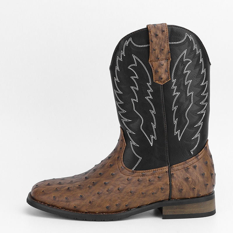Men's Western Denim Cowboy Boots Square Toe Motorcycle Shoes - LAKD London