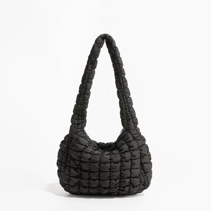 Women's Quilted Padded Feather Down Shoulder Hobo Bag - LAKD London