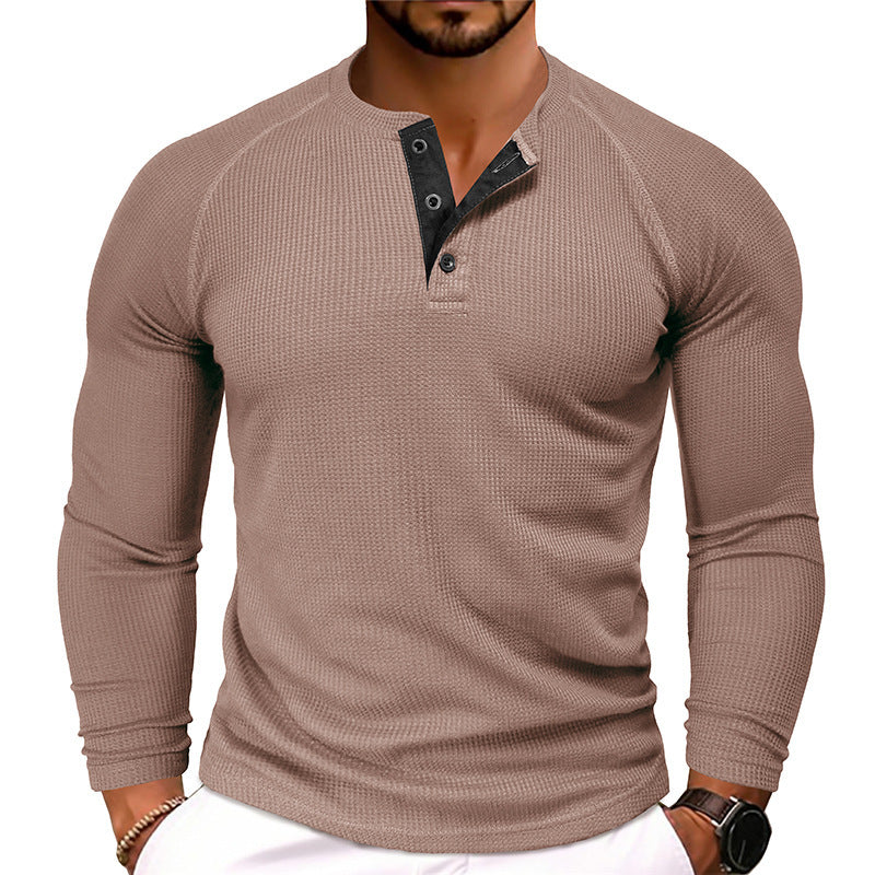 Men's Round Neck Waffle Knit Casual Slim Fit T-shirt - LAKD London