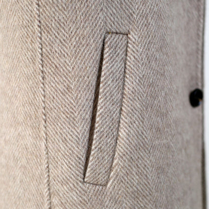 Men's Double Faced Wool Herringbone Pattern Mid Length Overcoat - LAKD London