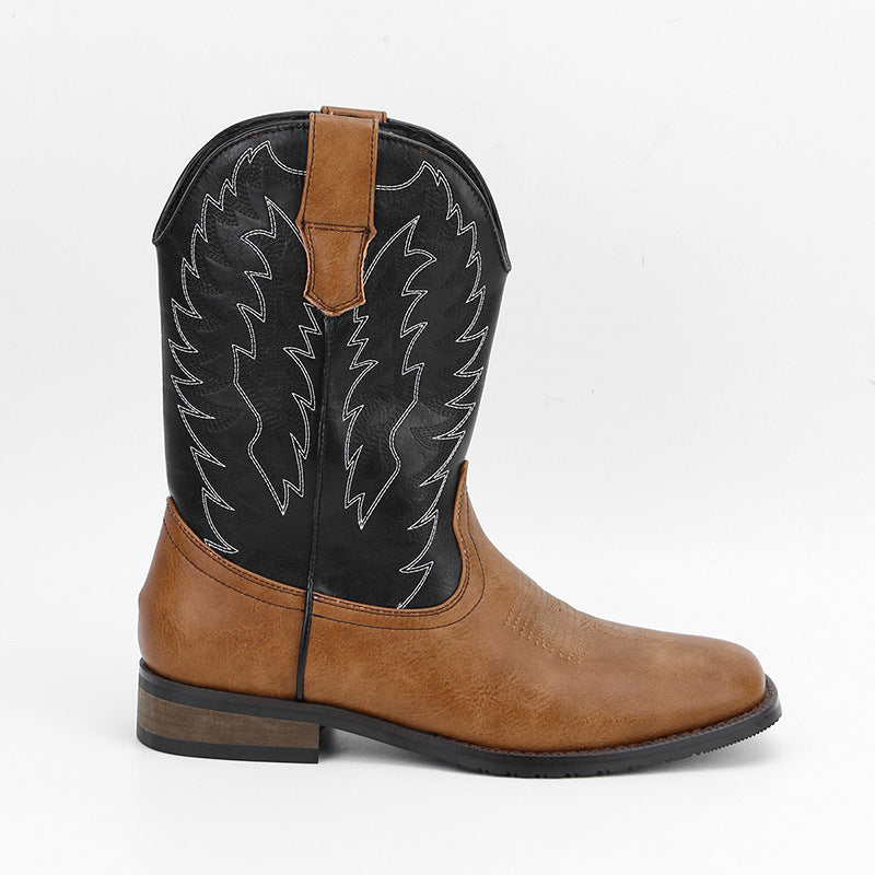 Men's Western Denim Cowboy Boots Square Toe Motorcycle Shoes - LAKD London