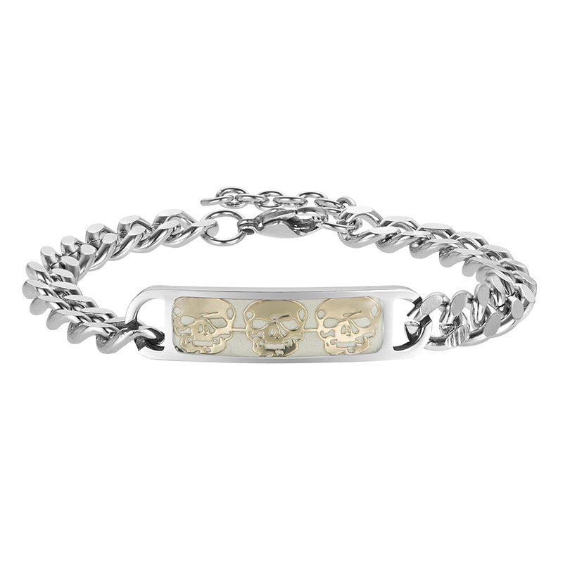 Men's Luminous Skull Titanium Steel Bracelet Bold Fashion Style Accessory - LAKD London