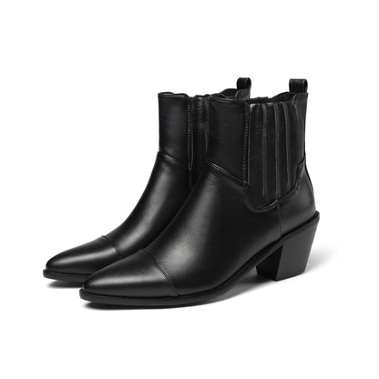 Women's Mid Heel Martin Boots Simple Stylish Solid Color