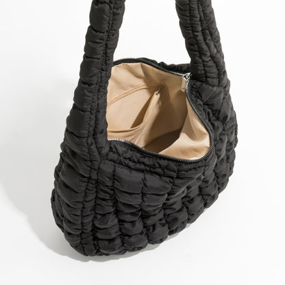 Women's Quilted Padded Feather Down Shoulder Hobo Bag - LAKD London