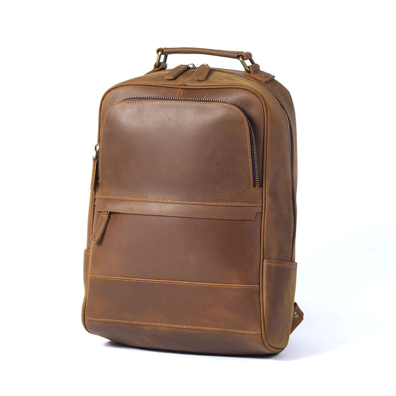 Men's Retro Horse Leather Backpack Genuine Travel Style Casual Durable - LAKD London