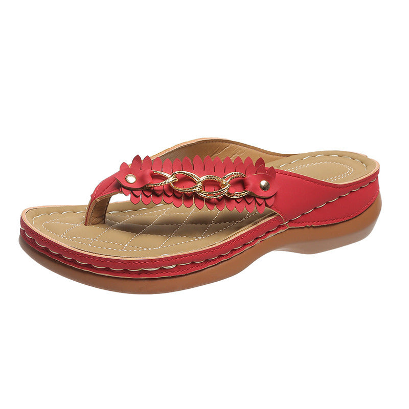 Women's Anti-Slip Slippers Retro Wedge Sandals With Chain Detail - LAKD London