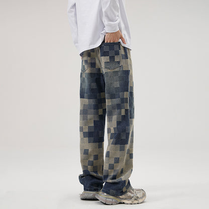Men's Retro Blue Wide Leg Jeans Comfortable Casual Denim - LAKD London