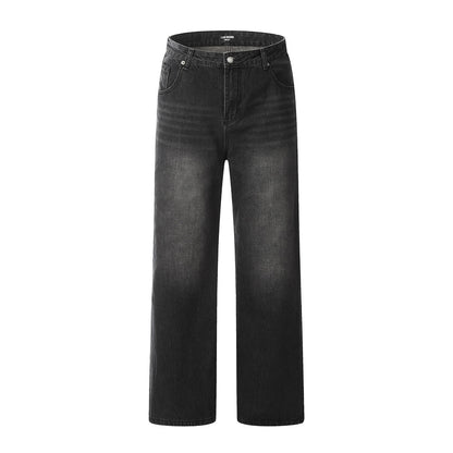 Men's Casual Straight Cut Wide Leg Denim Trousers Everyday Style