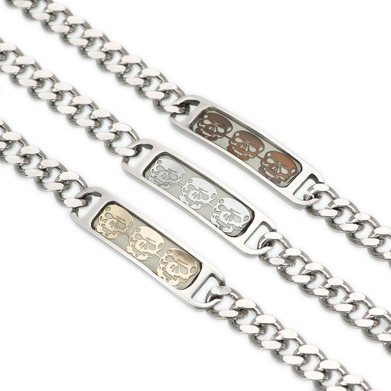 Men's Luminous Skull Titanium Steel Bracelet Bold Fashion Style Accessory - LAKD London