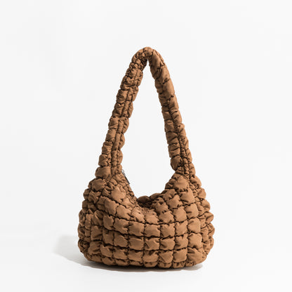 Women's Quilted Padded Feather Down Shoulder Hobo Bag - LAKD London
