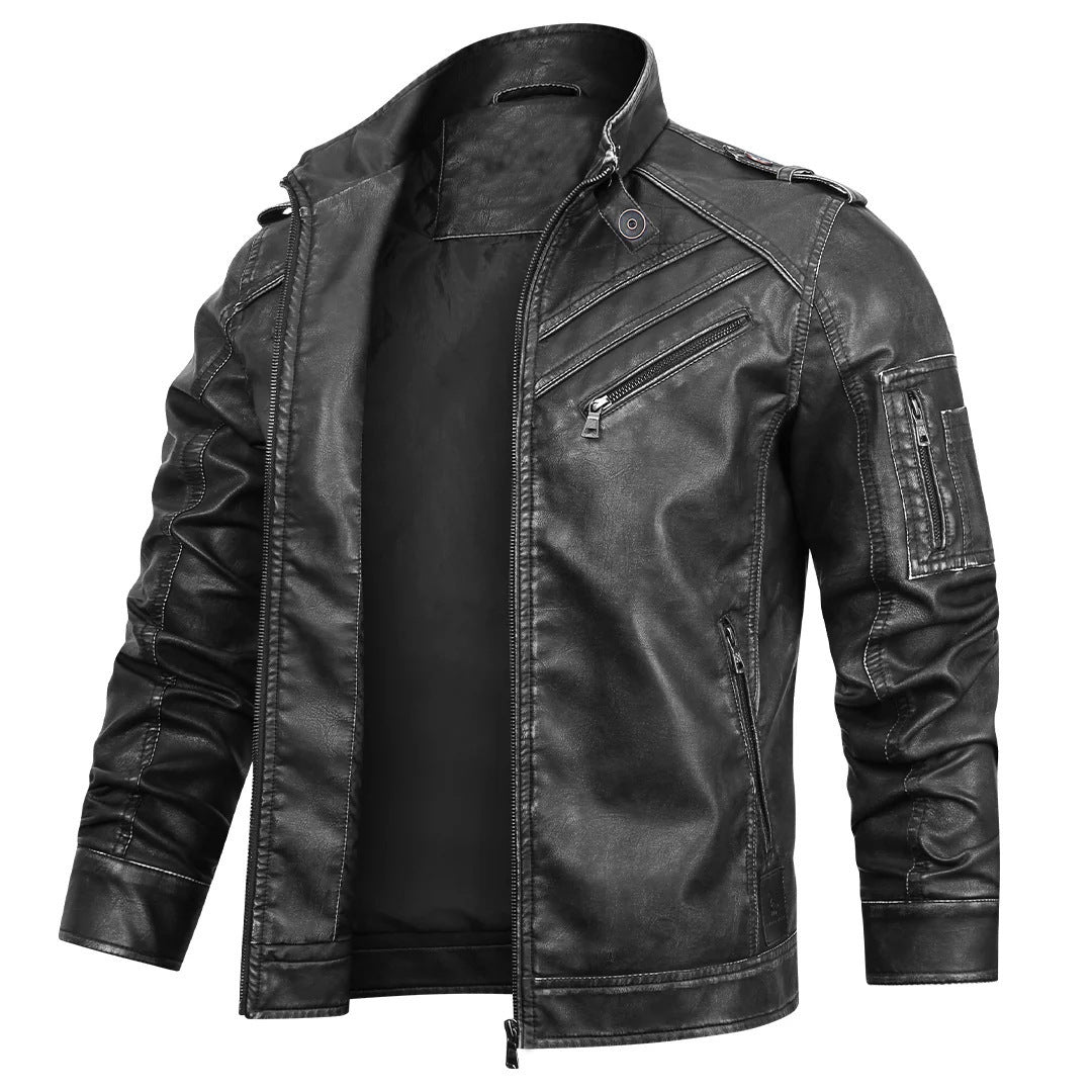 Men's Luxury Vintage Washed Faded Leather Motorbike Jacket - LAKD London