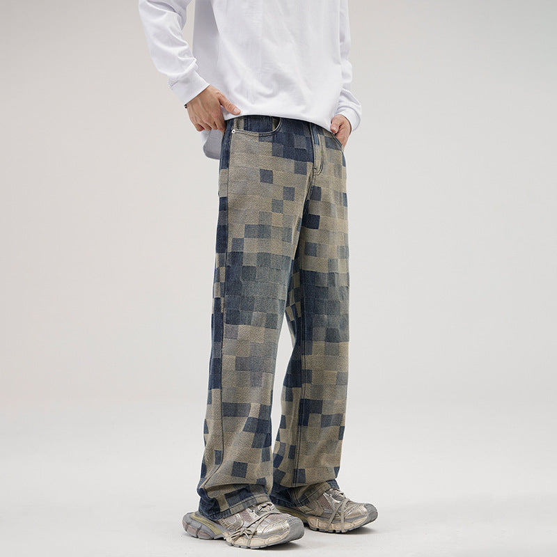 Men's Retro Blue Wide Leg Jeans Comfortable Casual Denim - LAKD London