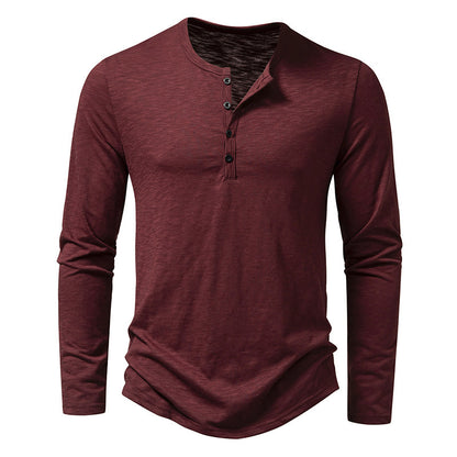 Men's Premium Long Sleeve Button Henley Casual T-Shirt - LAKD London