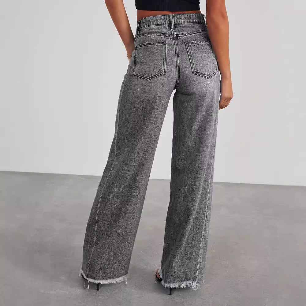 Women's High Waist Straight Leg Denim Jeans Comfortable Slim Fit