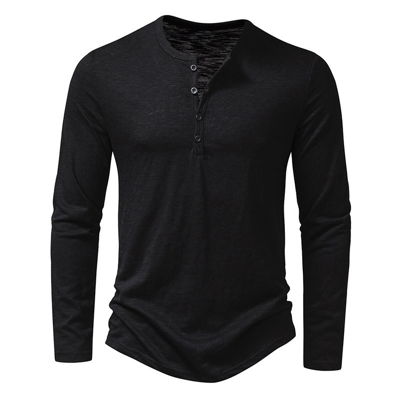 Men's Premium Long Sleeve Button Henley Casual T-Shirt - LAKD London