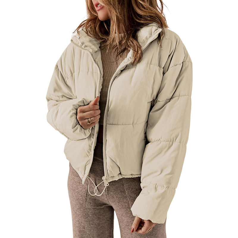 Women's Winter Thickened Cotton Padded Coat with Stand Collar Design
