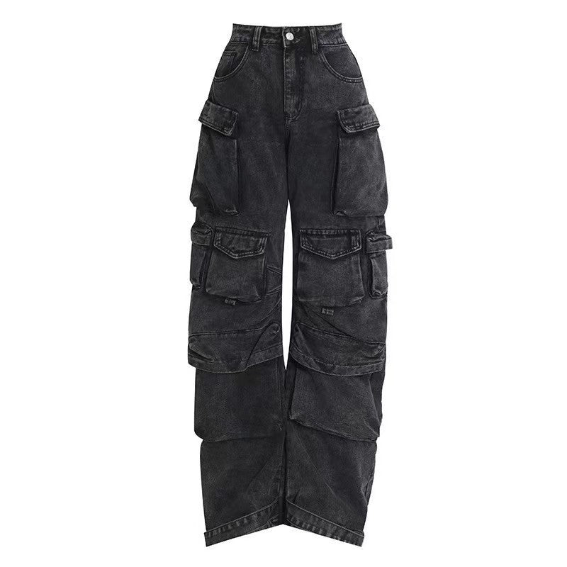 Women’s High Waist Wide Leg Tie Dye Street Jeans
