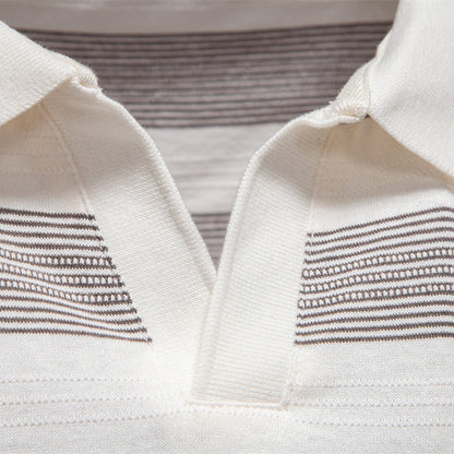 Men's Striped Lapel Polo Summer Textured Short Sleeve Shirt - LAKD London