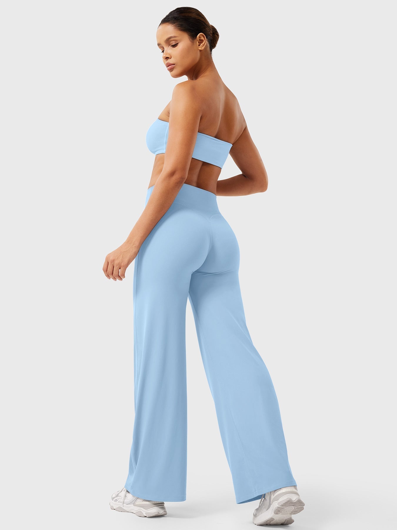 Women's Solid Summer High Waist Flared Wide Leg Pants