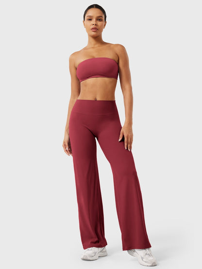 Women's Solid Summer High Waist Flared Wide Leg Pants